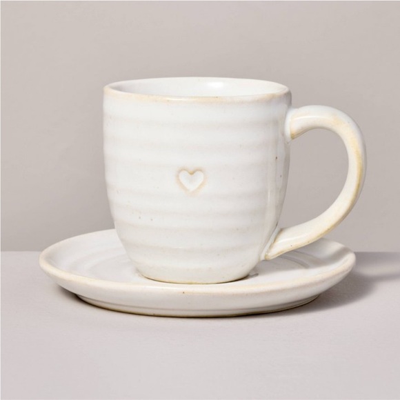 Hearth & Hand 4oz Valentine's Day Heart Imprint Espresso Cup and Saucer … - Picture 1 of 5